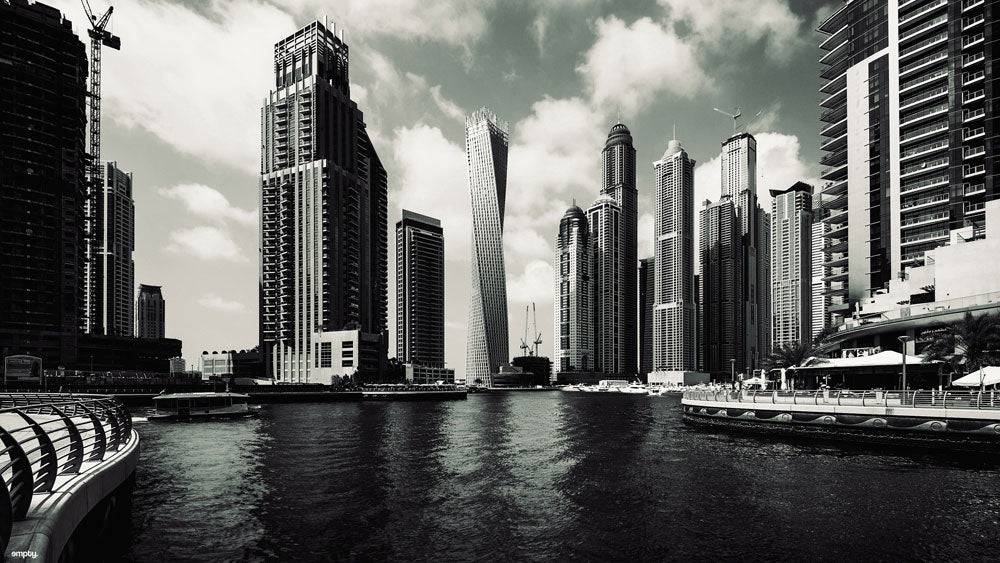 Modern Black and White Cityscape Wallpaper Mural