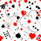 humorous wall mural with hearts, poker chips, and squares