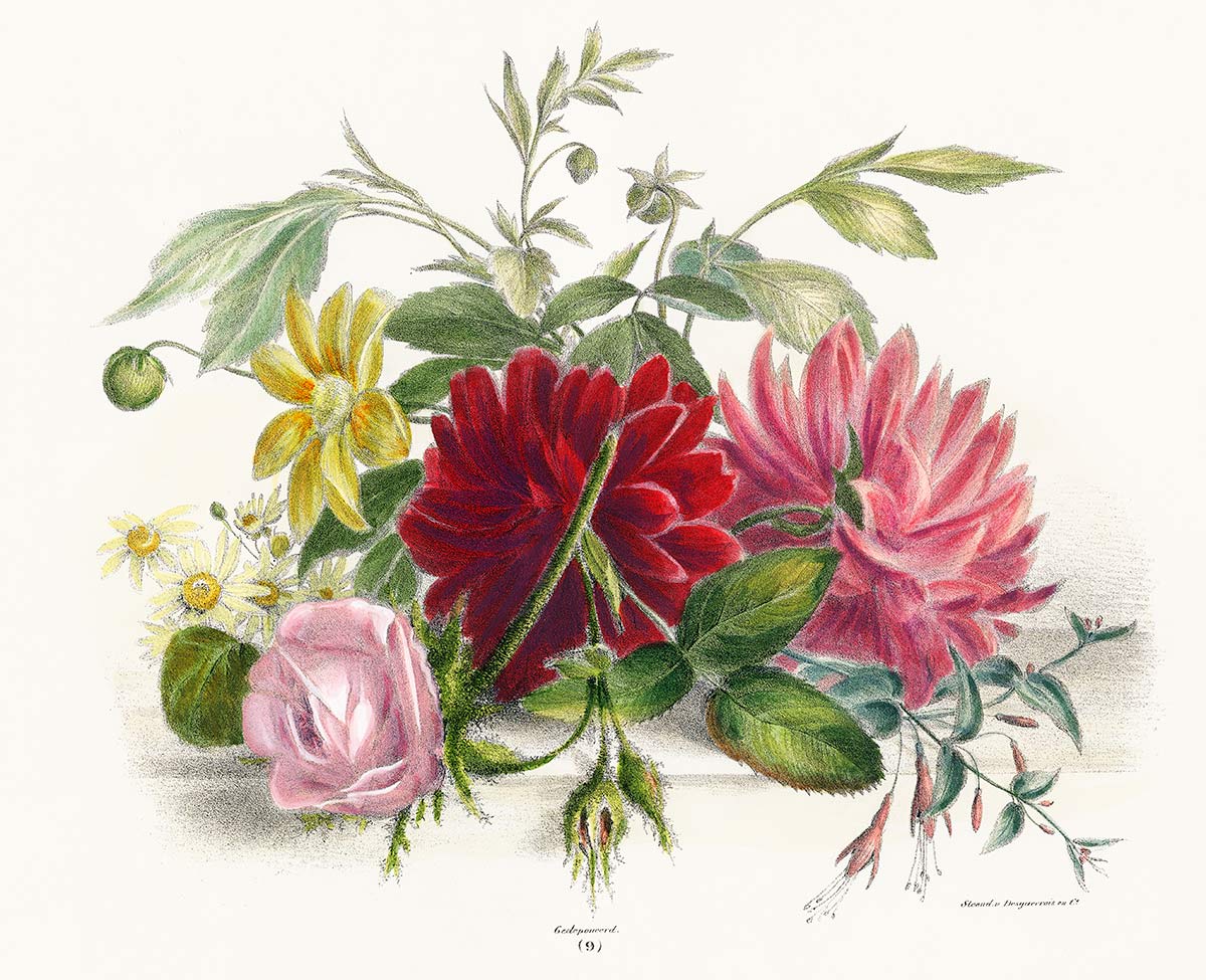 Vintage Botanical Garden Floral Mural Wallpaper