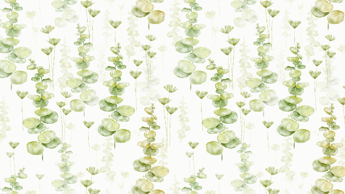 Wallpaper in the form of a duckweed leaf mural, painted in watercolour