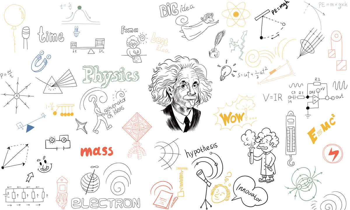Einstein Physics Pattern Wallpaper Mural Design