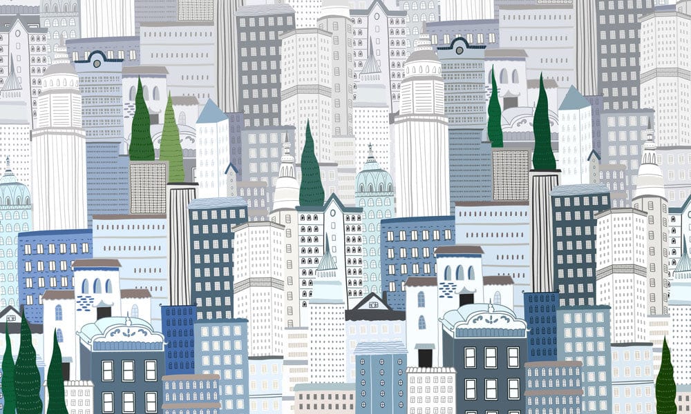 Modern Cityscape Architectural Mural Wallpaper