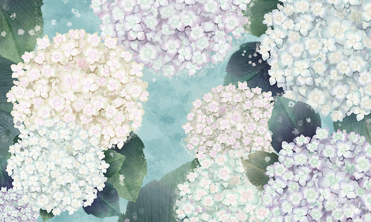 Hydrangea Flower Wall Mural Custom Art Design
