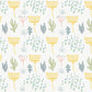 Wallpaper mural for home decoration featuring a repeating pastel plant pattern.