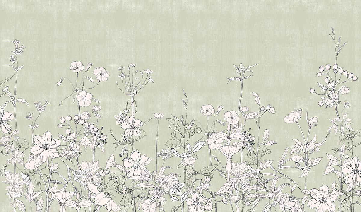 Wallpaper Mural with Pale Plants