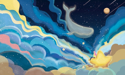 Fantasy Whale Sky Kids Mural Wallpaper