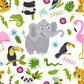 Wallpaper with jungle animals and foliage for a child's nursery