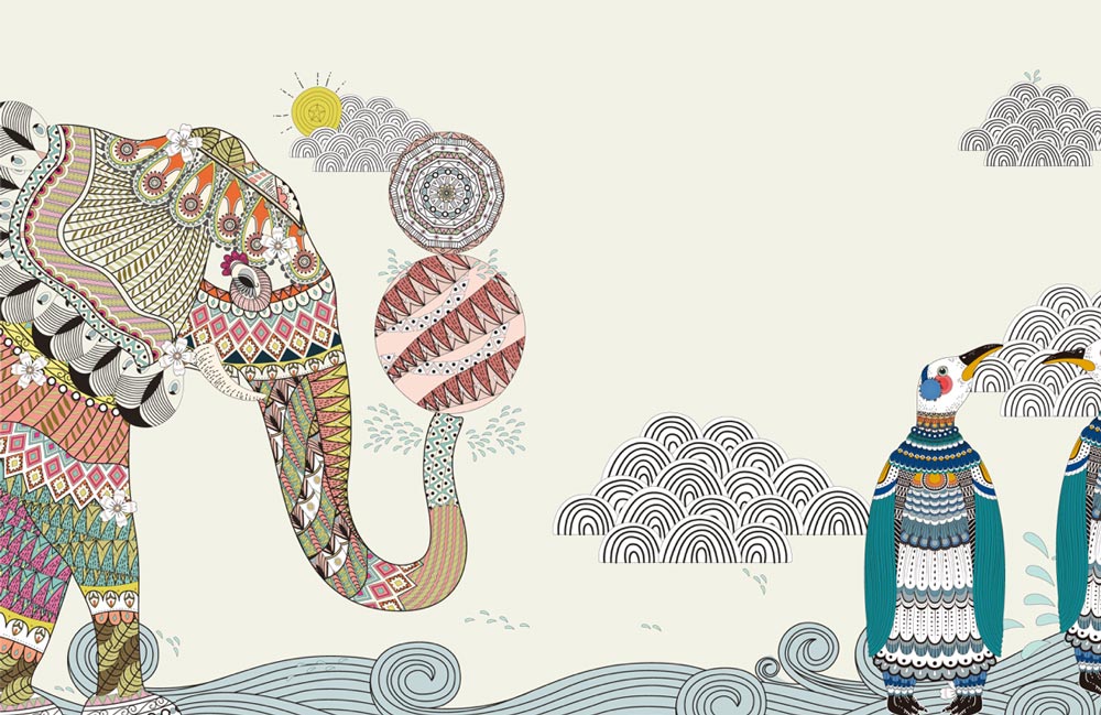 Wallpaper mural in the style of an elephant from Egypt, adorable for use as home decor