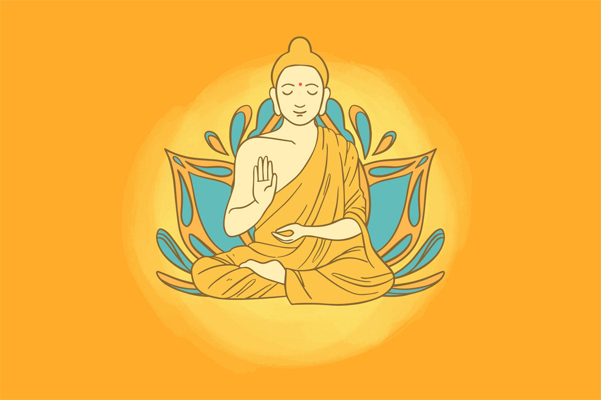 Zen Relaxation Yellow Religious Wallpaper Design