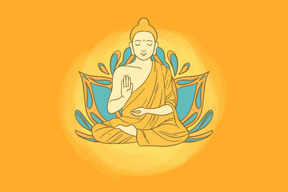 Zen Relaxation Yellow Religious Wallpaper Design