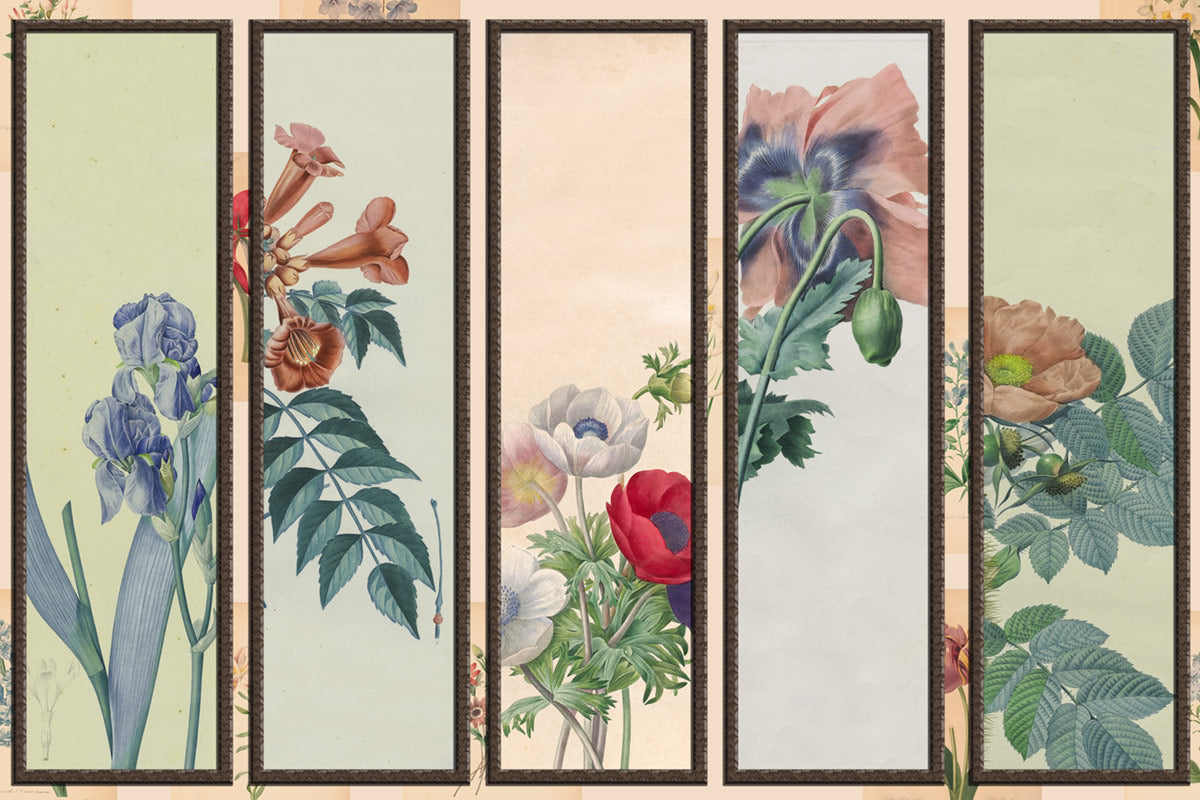 Vintage Botanical Garden Wallpaper Panels