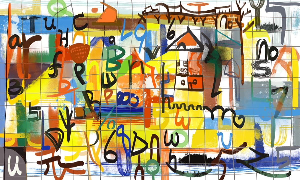 Bunte abstrakte Kunst Graffiti Wandtapete