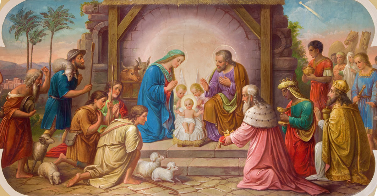 Nativity Of Jesus Painting Style Wall Mural