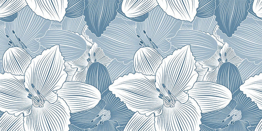 Blue Lily Flower Mural Home Decor