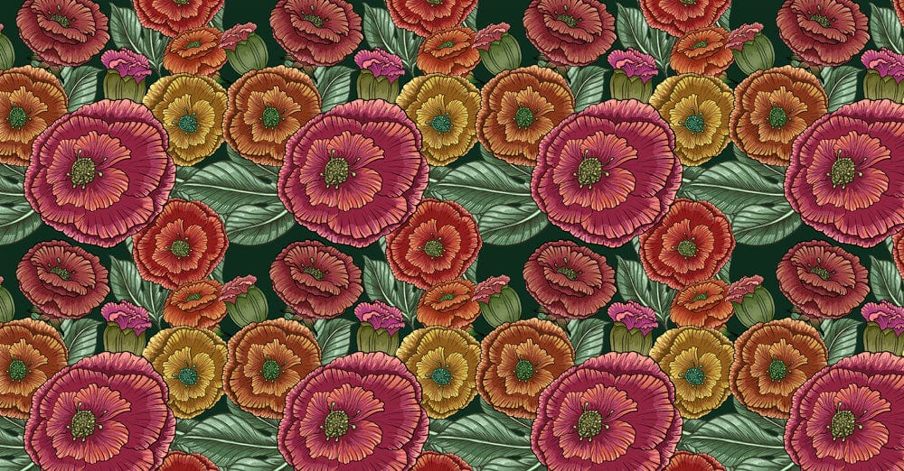 Vibrant Botanical Floral Mural Wallpaper