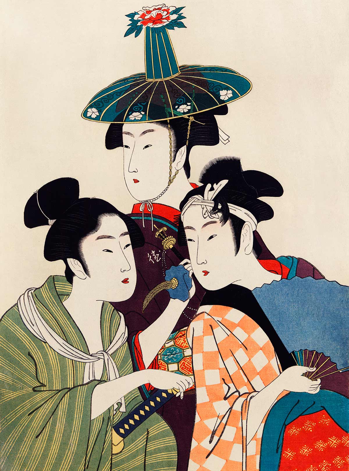 Three Young Women Painting Wallpaper Mural 