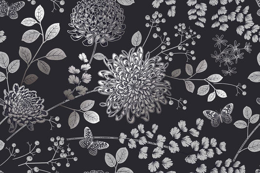 Free Chrysanthemum Dark Floral Mural Home Decor