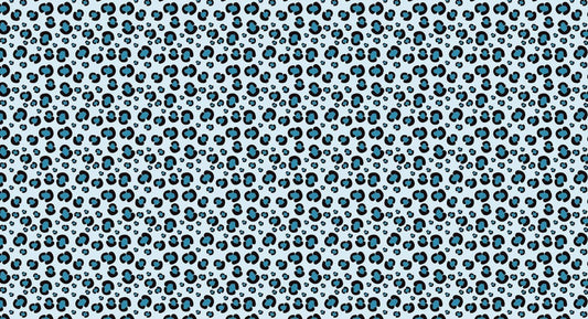 Leopard print wallpaper mural in blue for use in interior design, including the animal skin pattern