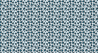 Leopard print wallpaper mural in blue for use in interior design, including the animal skin pattern