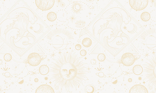 White Astrology & Sun Custom Wall Mural Art Design