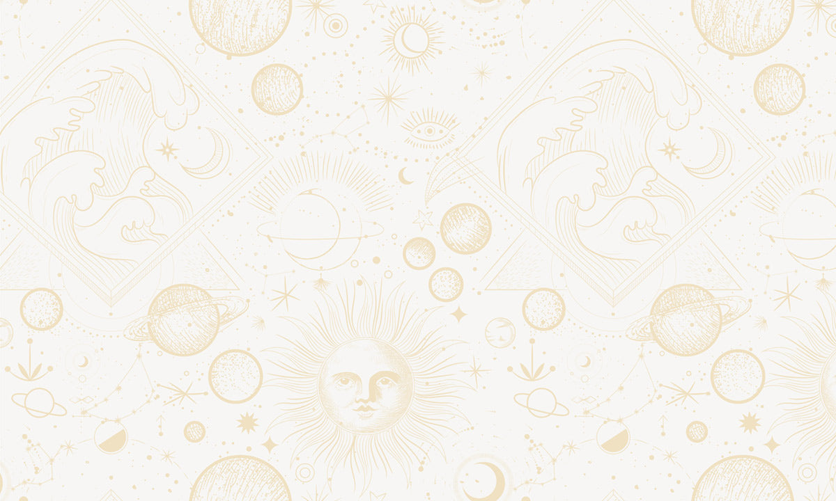 White Astrology & Sun Custom Wall Mural Art Design