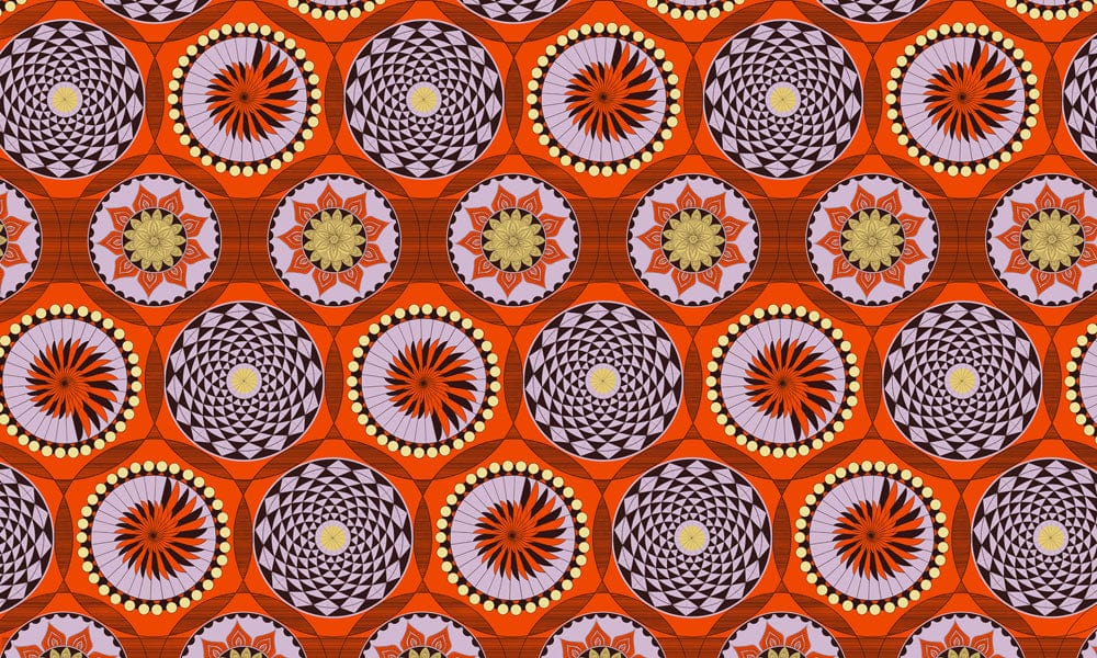 Retro Orange Geometric Sphere Mural Wallpaper
