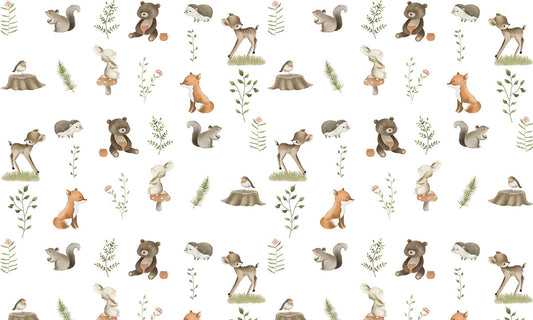 Woodland Animals Nursery Mural Wallpaper