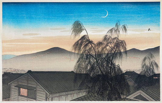 Japanese Landscape Moonlight Willow Mural Wallpaper