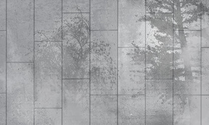 Modern Grey Tree Silhouette Mural Wallpaper