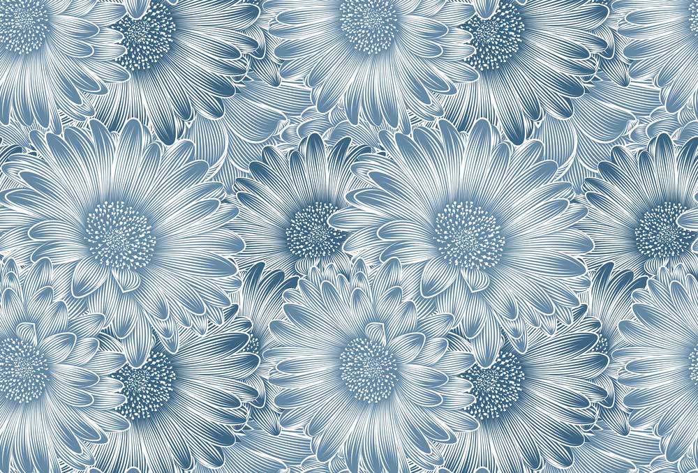 Blaue Blumen-Eleganz Moderne Wandmalerei