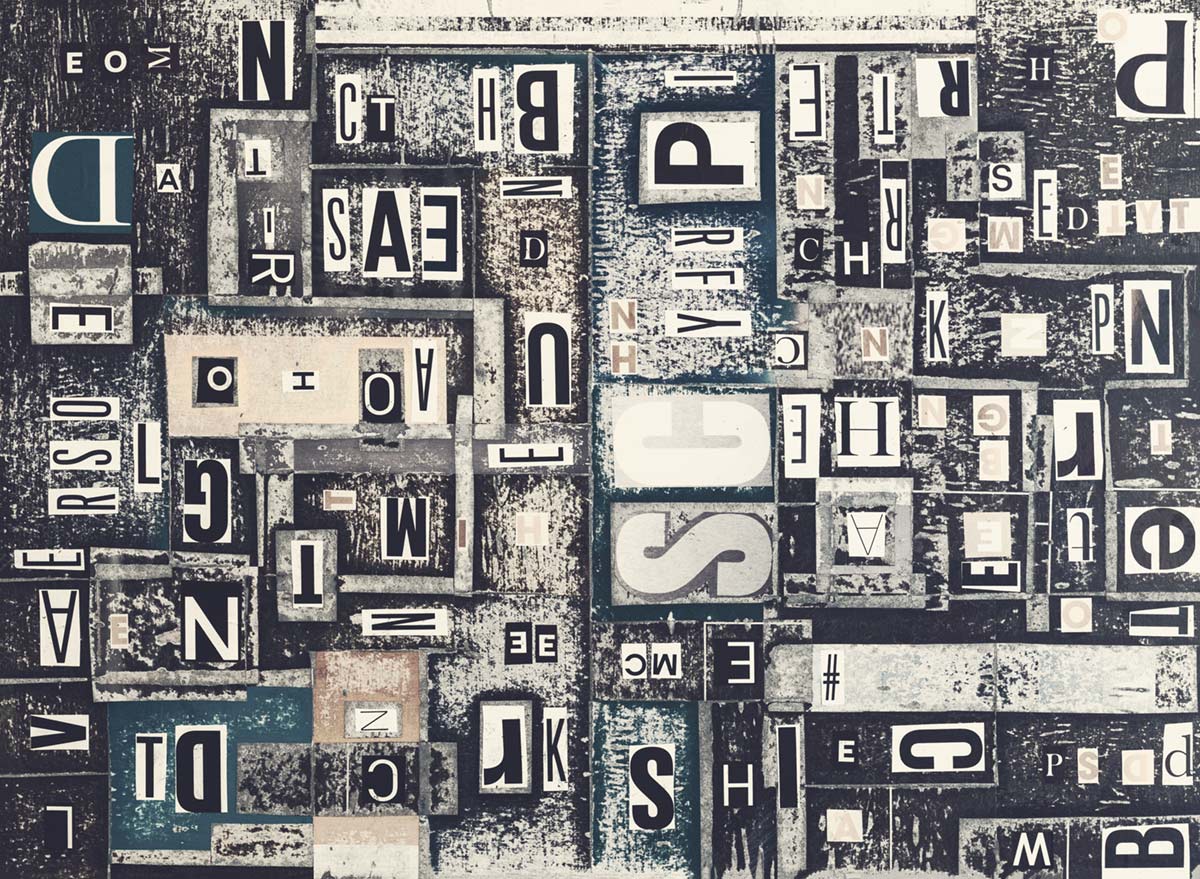 Vintage Typographic Collage Wallpaper Mural