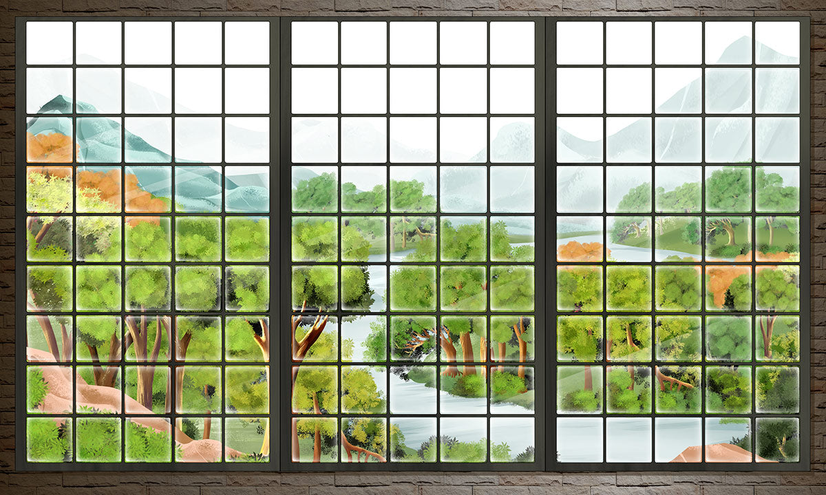 Window Forest Valley Wallpaper Mural Art Design