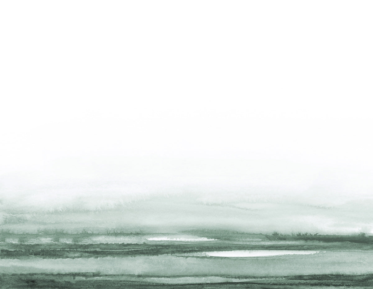 Misty Watercolor Green Abstract Mural Wallpaper
