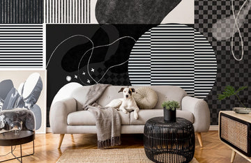 Modern Abstract Black and White Geometric Wallpaper