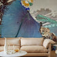 Wallpaper mural with an abstract design of falling lotus leaves, perfect for use in decorating a living area.