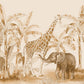 Animals in a Tropical Environment are Depicted on a Wallpaper Mural That Can Be Used for Home Decoration