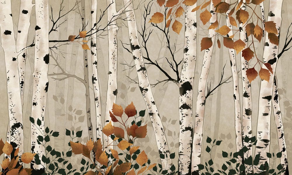 An autumn wallpaper painting that depicts a firmiana woodland is an excellent choice for home décor.