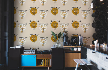 Golden Botanical Vintage Beige Mural Wallpaper