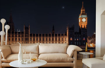 Classic London Skyline Night Mural Wallpaper