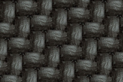 Wall murals for a bedroom with a texture that looks like snakeskin knit, in black.
