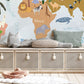 Wallpaper mural featuring a blue animal map for use in decorating a child's room