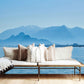 Wallpaper Mural with a Blue Lake and Mountains Scene for Decorating the Living Room
