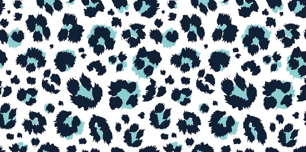 Blue Teal Leopard Print Mural Wallpaper