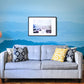 Wallpaper mural with blue misty hilltops, perfect for decorating the living room.