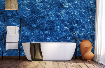 Oceanic Gemstone Textured Blue Mural Wallpaper