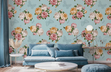 Vintage Florale Schmetterling Wandtapete