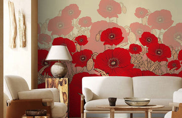 Rote Mohnblume Moderne Wandtapete