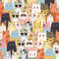 Home Decoration Featuring a Cartoon Wall Mural Depicting a Variety of Cats in Vibrant Colors