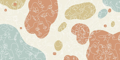A Colorful Abstract Portrait Line Design Is Featured on This Wallpaper Mural That Can Be Used for Home Decoration