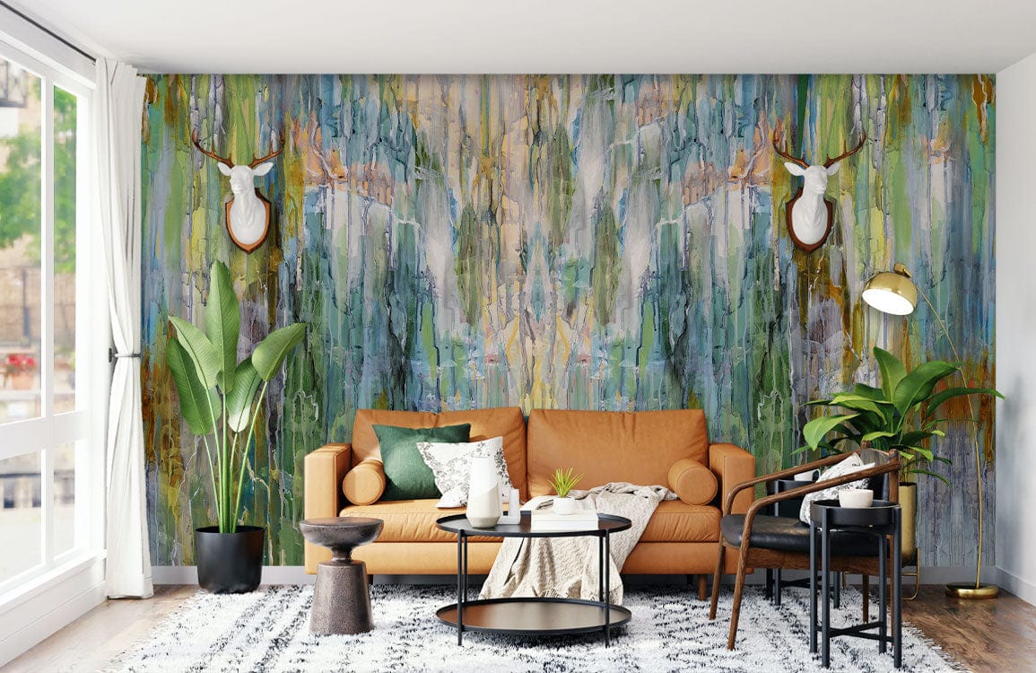Decorate your living room with this colourful plastic wallpaper mural that is transparent.